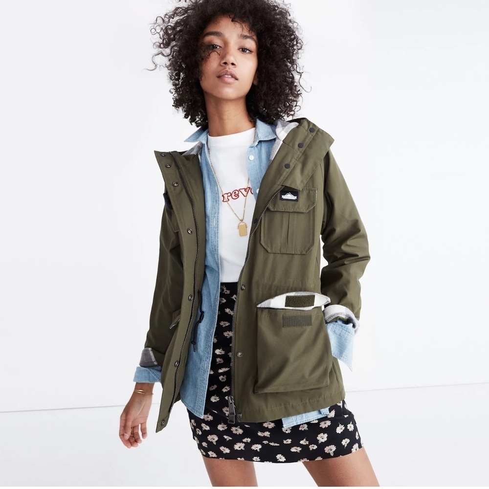Madewell x Penfield • Kasson Flannel Lined Rain Field Cargo Jacket Olive Green S - Picture 2 of 16